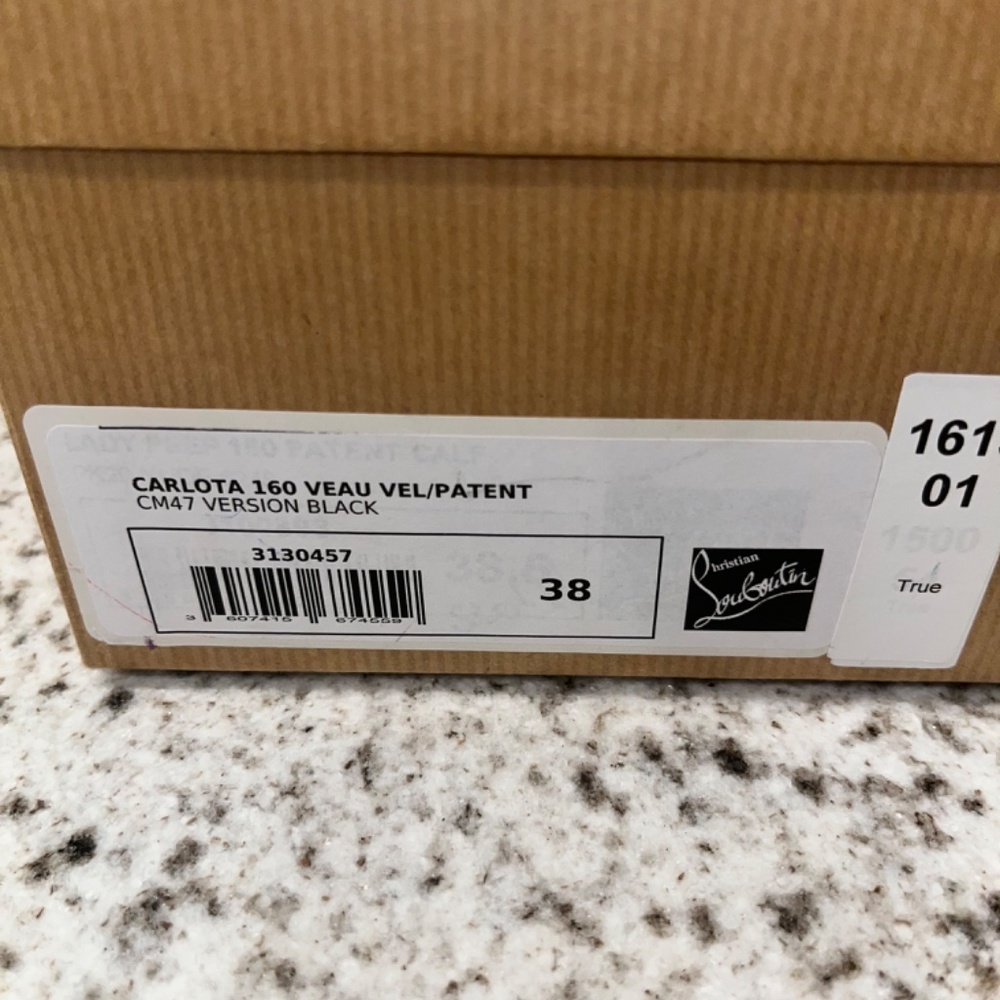 Women’s Christian Louboutin Carlotta 160 Suede and Patent Leather Black Size 38 - Picture 6 of 6